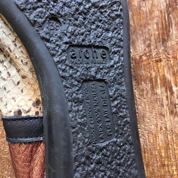 Arche France Lamour Ballerina Flat Snake Copper Leather Ballet Shoe EU 38 VGC - Picture 8 of 10